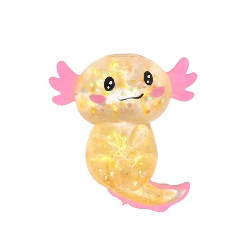 Squishy Ajolote Con Glitter, Color Naranja 2