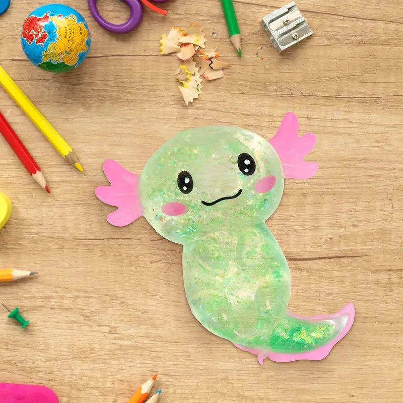 Squishy Ajolote Con Glitter, Color Verde 1