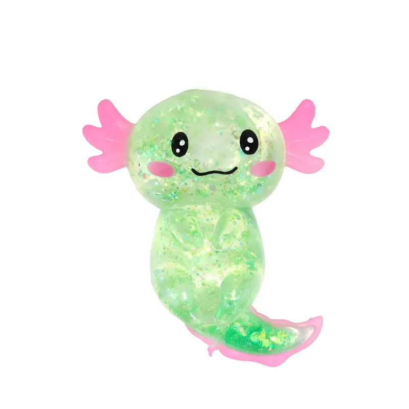 Squishy Ajolote Con Glitter, Color Verde 2