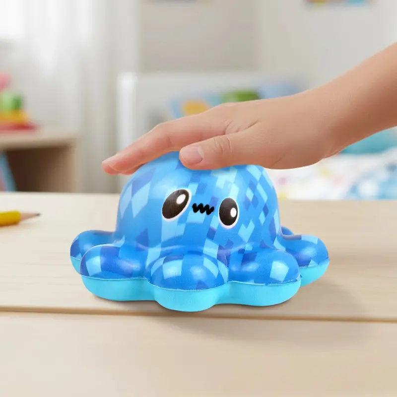 Squishy Antiestrã©S, Pulpo, Color Azul 1