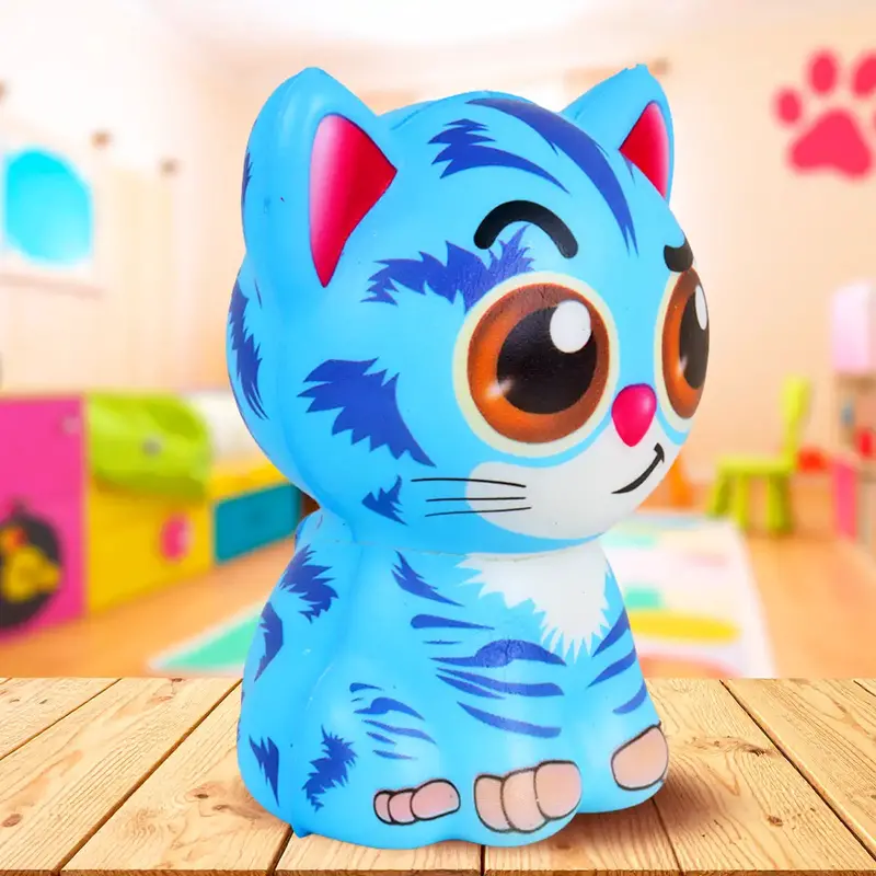 Squishy Antiestrés, Gatito, Color Azul 2