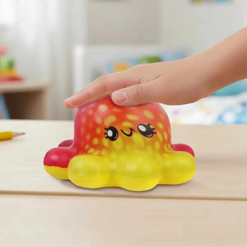 Squishy Antiestrés, Pulpo, Color Amarillo Y Rosa 1