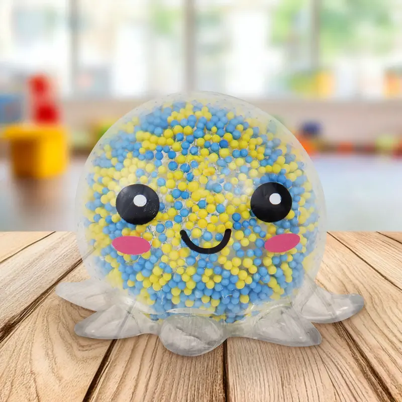 Squishy Pulpo Con Luz, Color Amarillo Con Azul 1