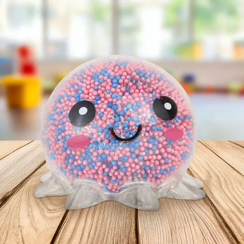 Squishy Pulpo Con Luz, Color Azul Con Rosa 1