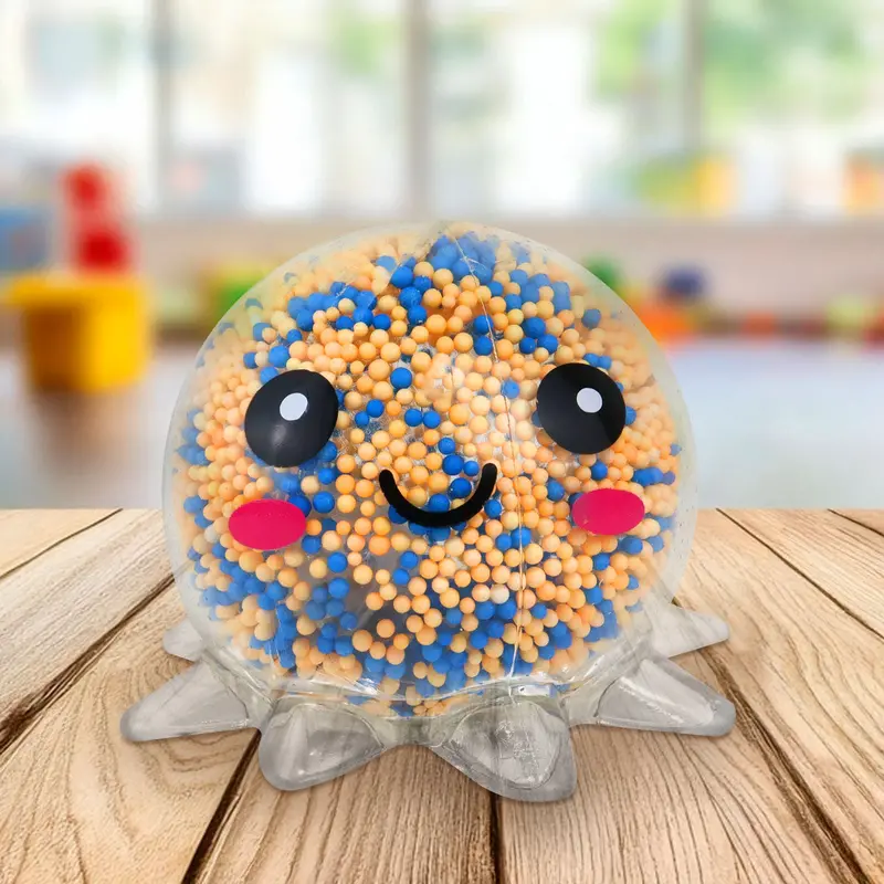 Squishy Pulpo Con Luz, Color Naranja Con Azul 1