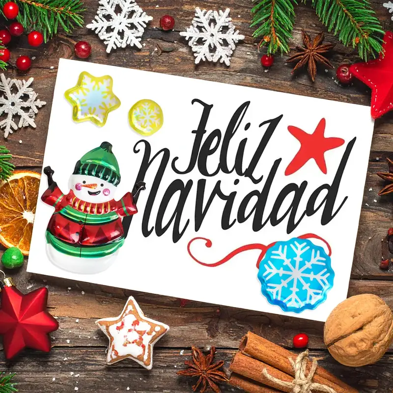 Sticker 3D, Muñeco De Nieve Y Copos 1