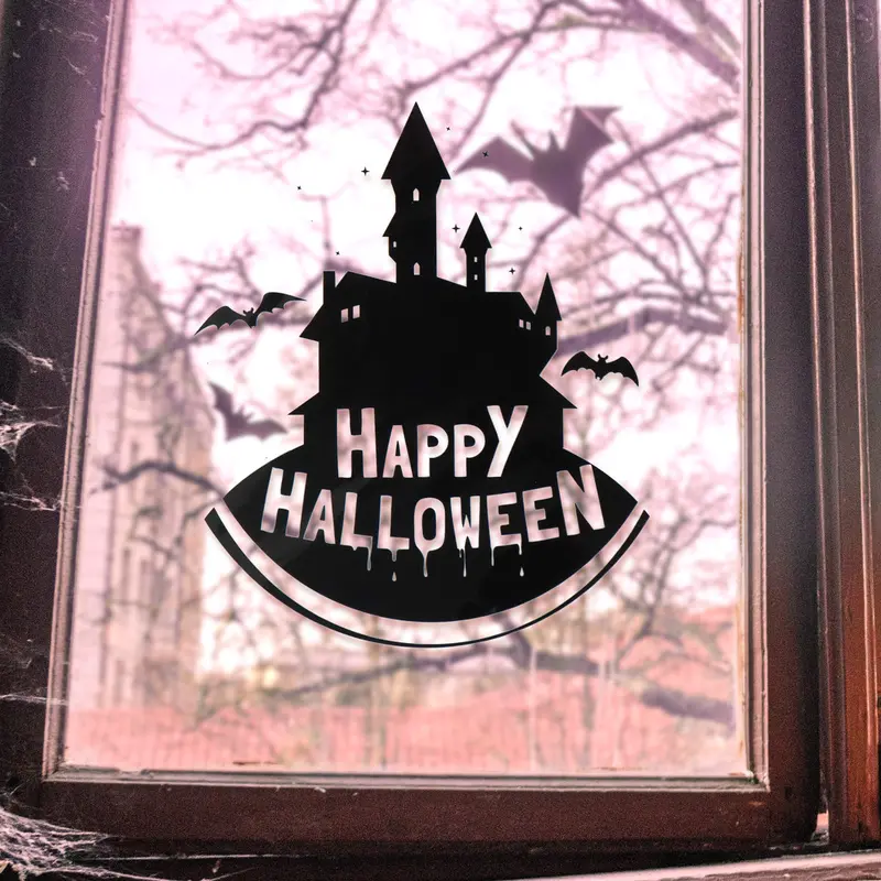 Sticker De Halloween Para Decoración De Ventanas, Casa Embrujada 1
