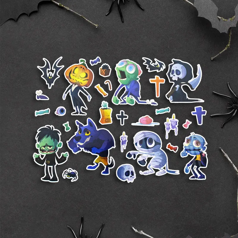 Stickers Con Diferentes Diseños De Halloween 1