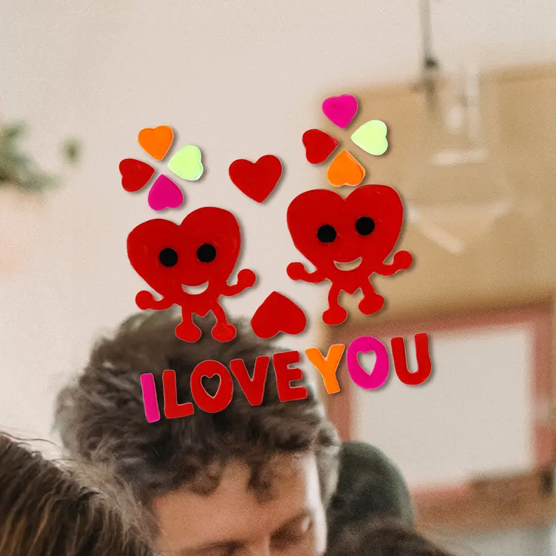 Stickers De Gel Para Ventana, Corazones "I Love You" 1