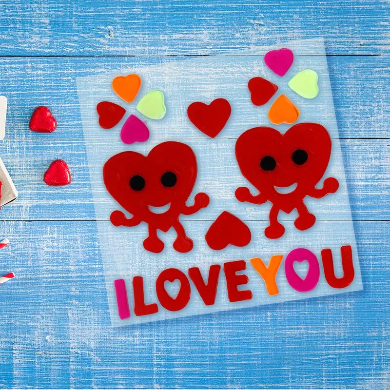 Stickers De Gel Para Ventana, Corazones "I Love You" 2