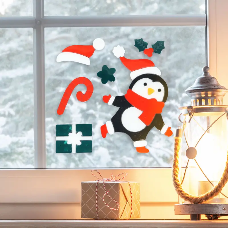 Stickers Navideños De Gel Para Ventana, Pingüino 1