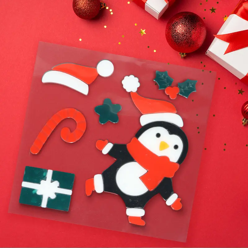 Stickers Navideños De Gel Para Ventana, Pingüino 2