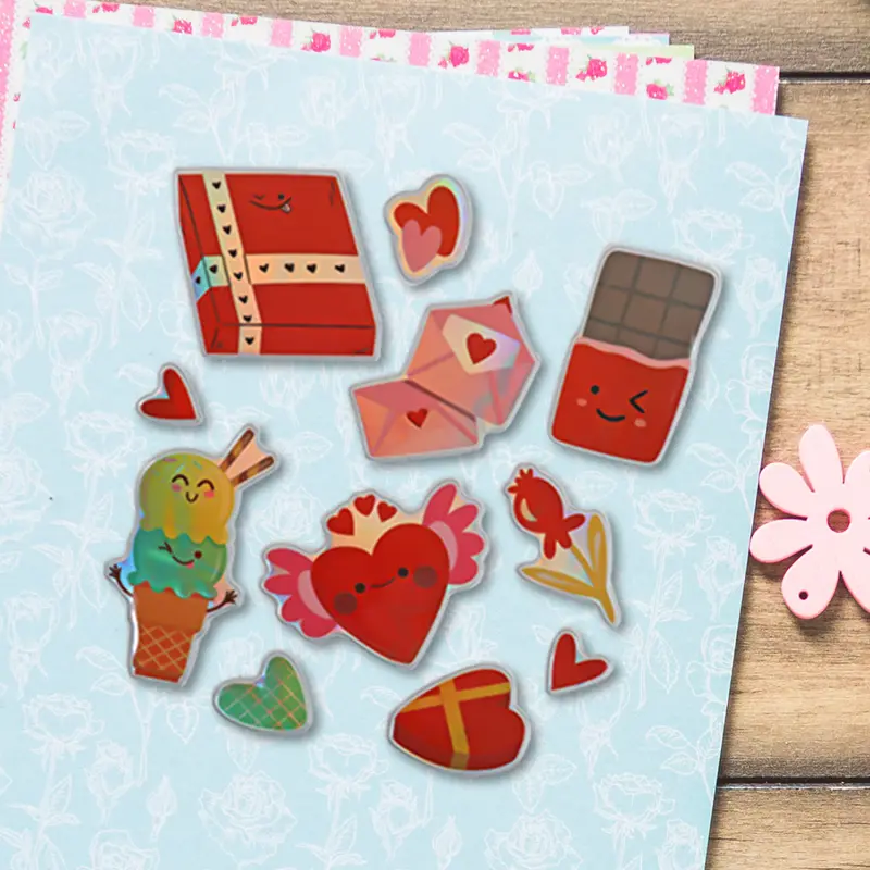 Stickers Para San Valentín, Love Metalicos, 4 Pzas 1