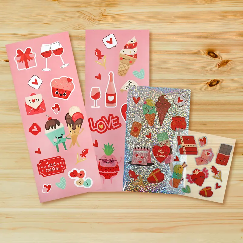 Stickers Para San Valentín, Love Metalicos, 4 Pzas 2
