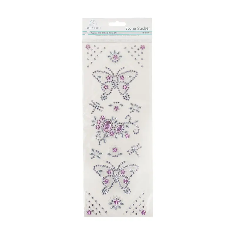 Stickers Piedras Mariposa, Plateados Con Rosa 2