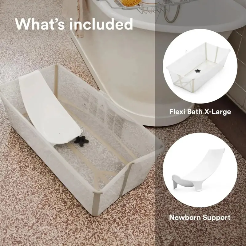 Stokke Flexi Bath X-Large Bath & Flexi Newborn Support Bundle - Sandy Beige 2