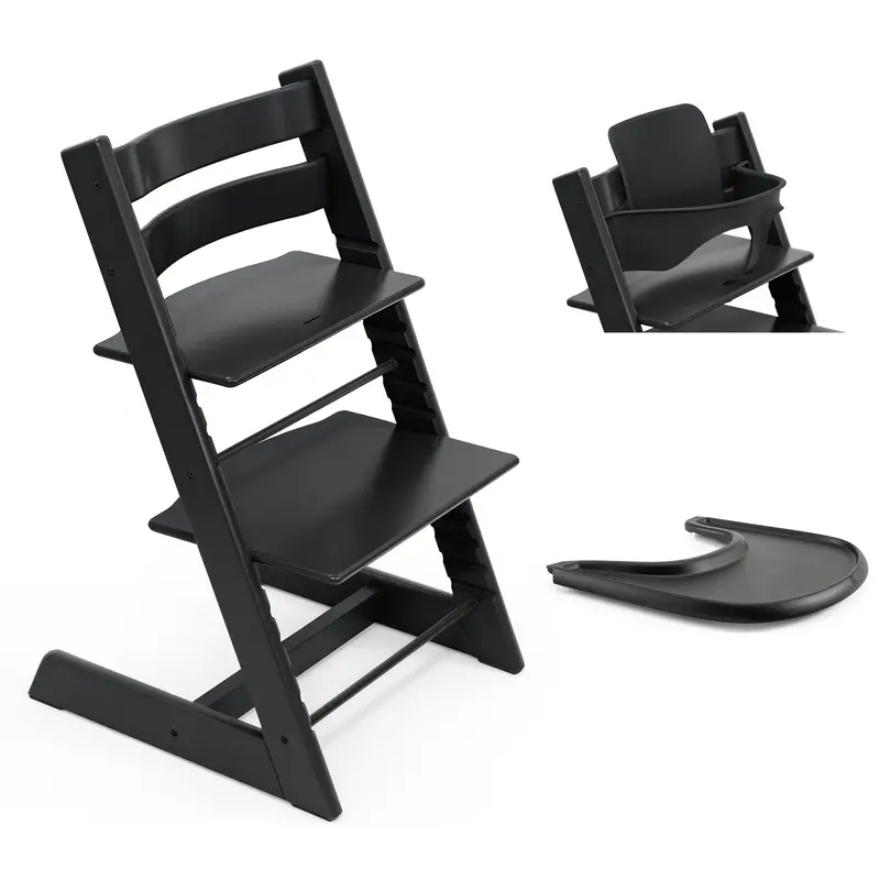 Stokke Tripp Trapp Highchair And Baby Set & Tray In Black 1
