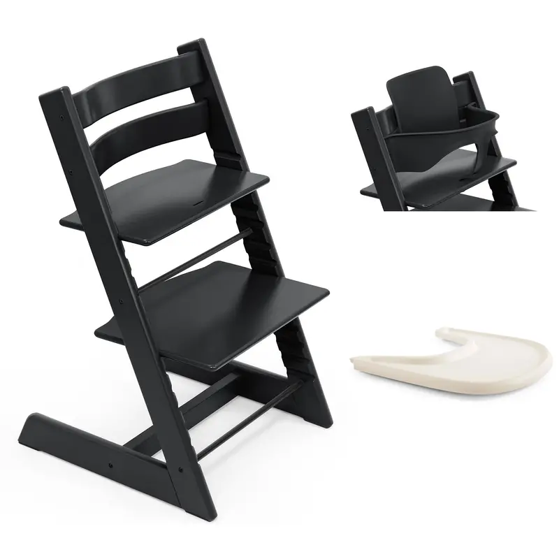 Stokke Tripp Trapp Highchair And Baby Set & Tray In Black 3