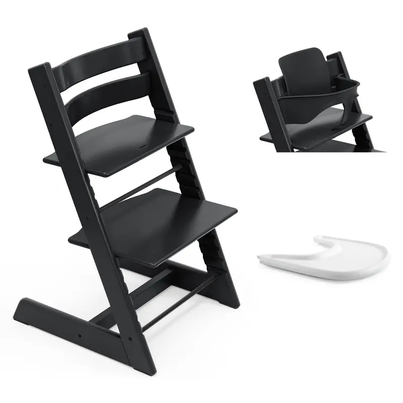 Stokke Tripp Trapp Highchair And Baby Set & Tray In Black 4