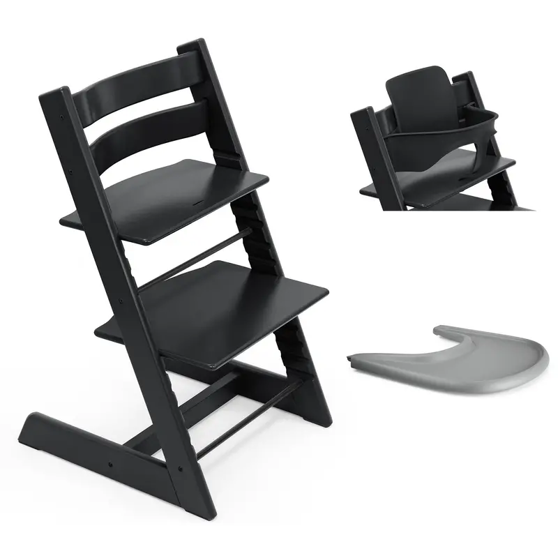 Stokke Tripp Trapp Highchair And Baby Set & Tray In Black 4