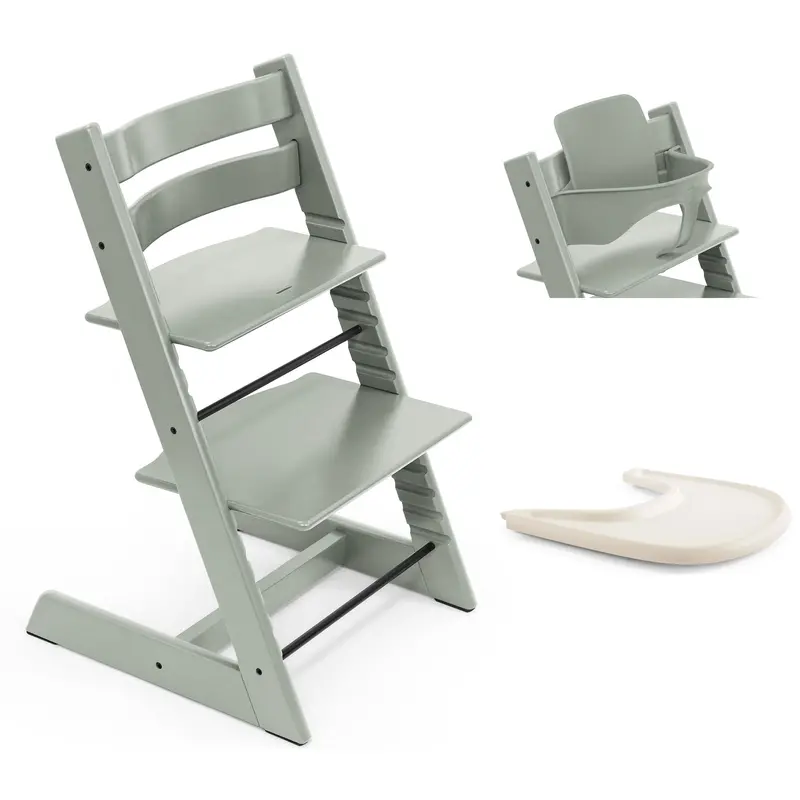 Stokke Tripp Trapp Highchair And Baby Set & Tray In Glacier Green 1