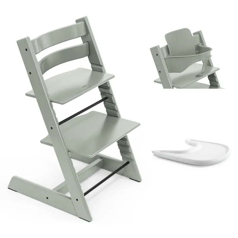 Stokke Tripp Trapp Highchair And Baby Set & Tray In Glacier Green 2