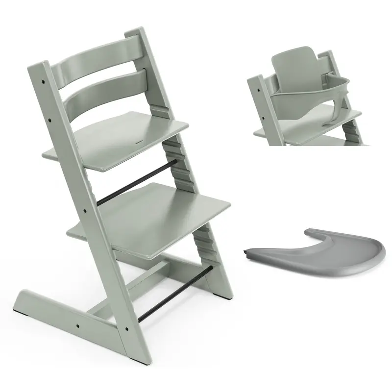 Stokke Tripp Trapp Highchair And Baby Set & Tray In Glacier Green 3