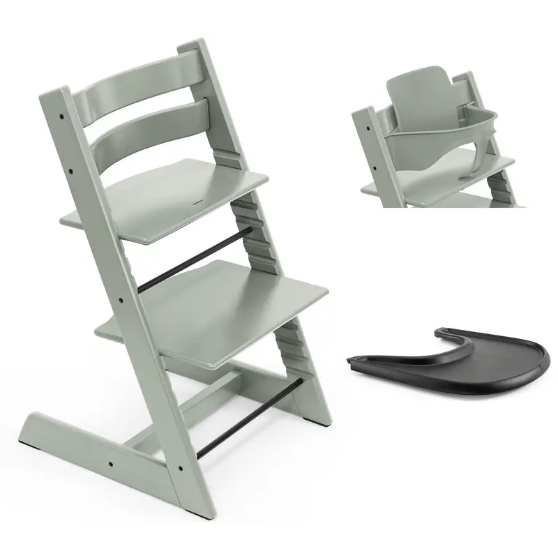 Stokke Tripp Trapp Highchair And Baby Set & Tray In Glacier Green 4