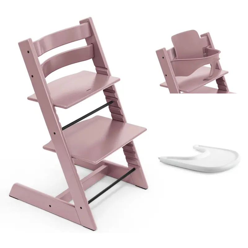 Stokke Tripp Trapp Highchair And Baby Set & Tray In Heather Mauve 2