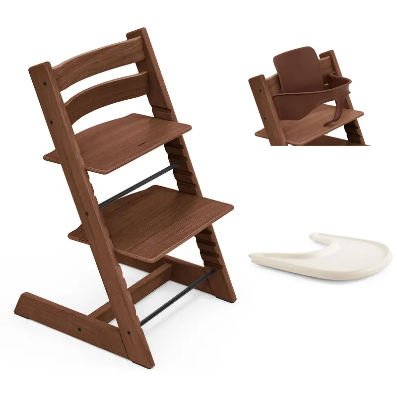 Stokke Tripp Trapp Highchair And Baby Set & Tray In Oak Warm Brown (Oak) 1
