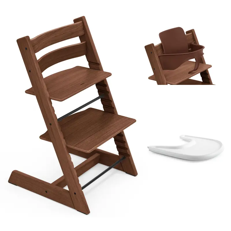 Stokke Tripp Trapp Highchair And Baby Set & Tray In Oak Warm Brown (Oak) 2