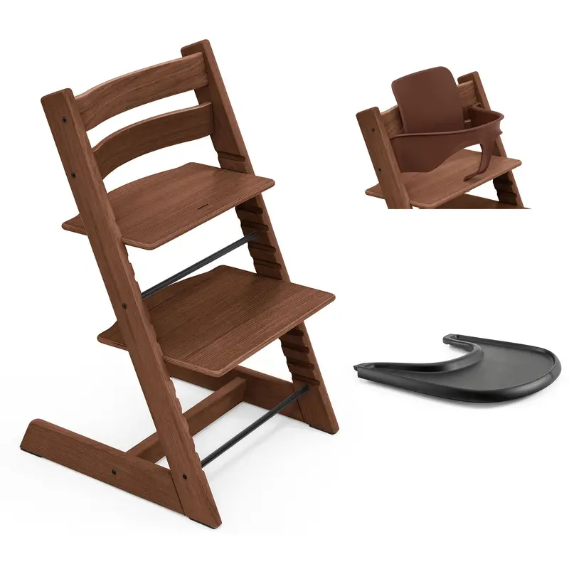 Stokke Tripp Trapp Highchair And Baby Set & Tray In Oak Warm Brown (Oak) 3