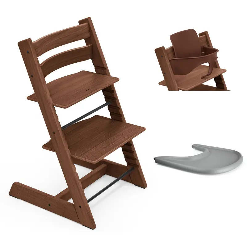 Stokke Tripp Trapp Highchair And Baby Set & Tray In Oak Warm Brown (Oak) 4