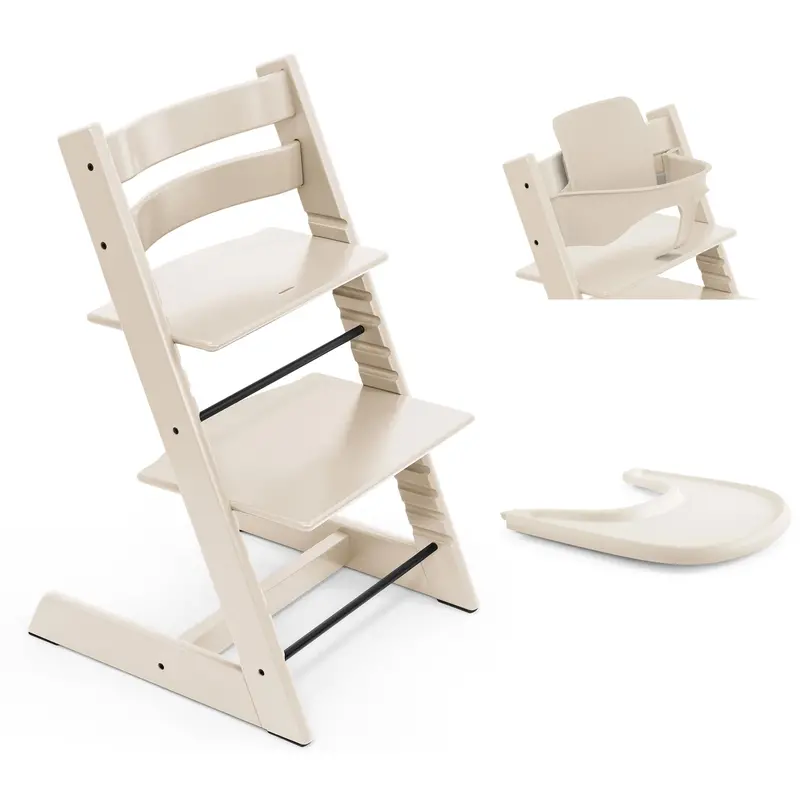 Stokke Tripp Trapp Highchair And Baby Set & Tray In Vanilla White 1