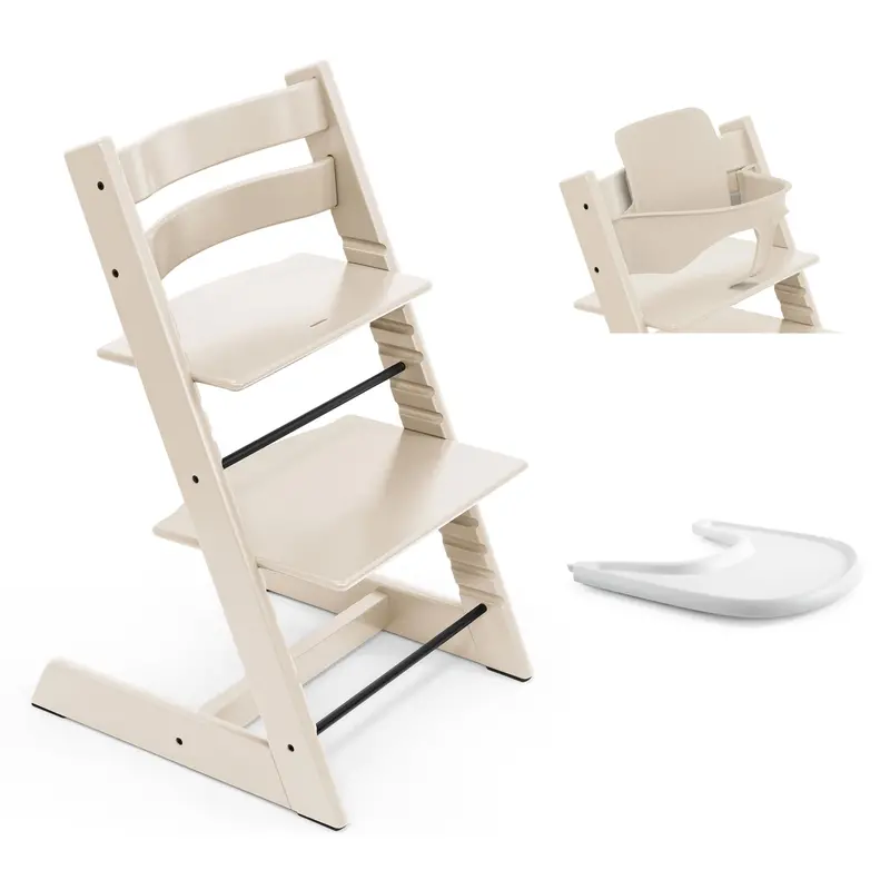 Stokke Tripp Trapp Highchair And Baby Set & Tray In Vanilla White 2