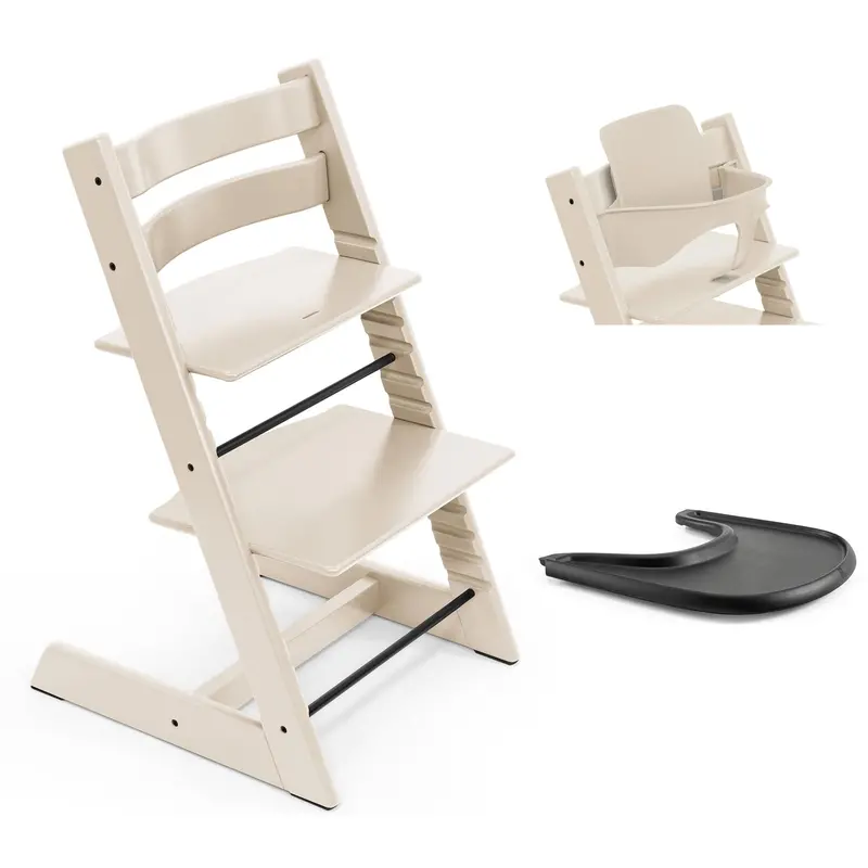 Stokke Tripp Trapp Highchair And Baby Set & Tray In Vanilla White 3
