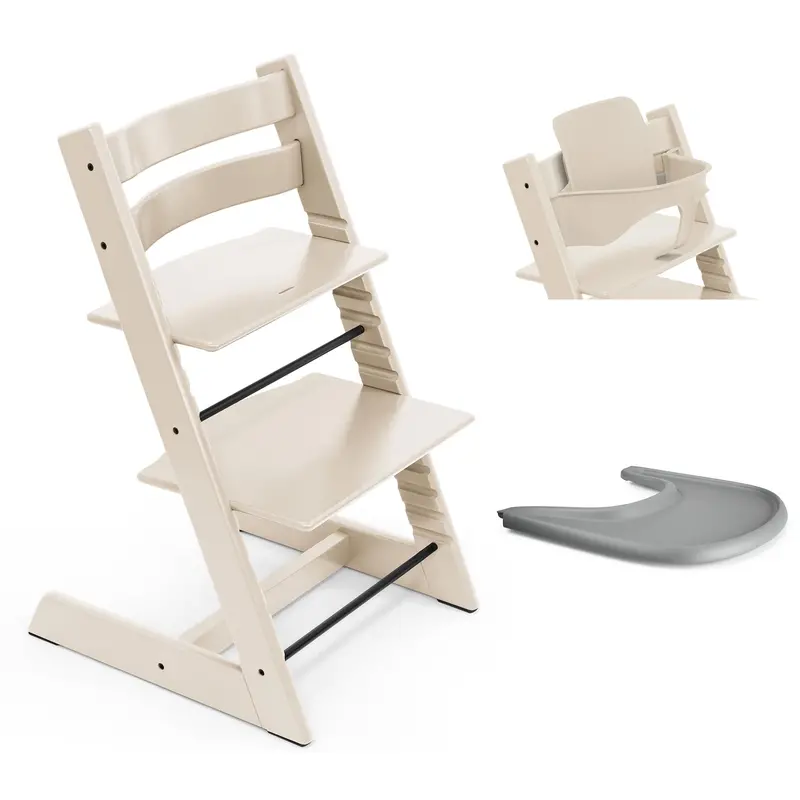 Stokke Tripp Trapp Highchair And Baby Set & Tray In Vanilla White 4