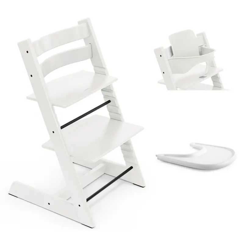 Stokke Tripp Trapp Highchair And Baby Set & Tray In White 1