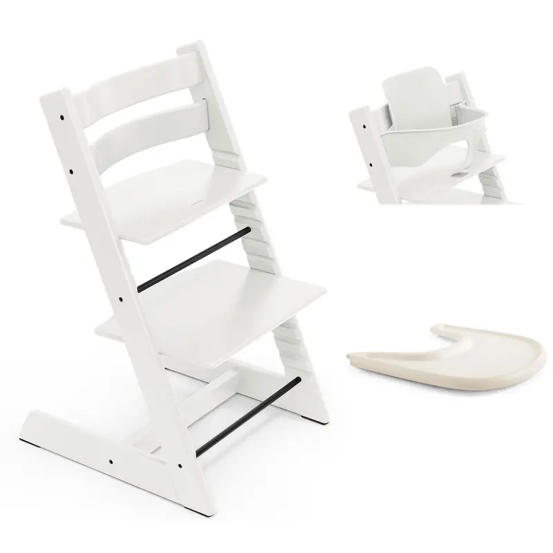 Stokke Tripp Trapp Highchair And Baby Set & Tray In White 2