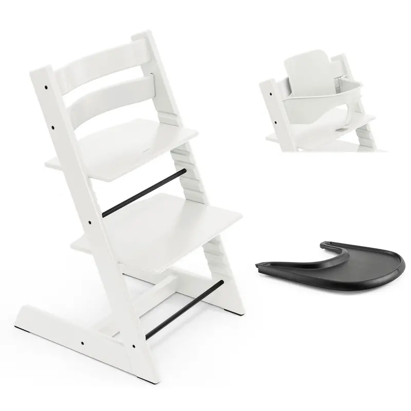 Stokke Tripp Trapp Highchair And Baby Set & Tray In White 3