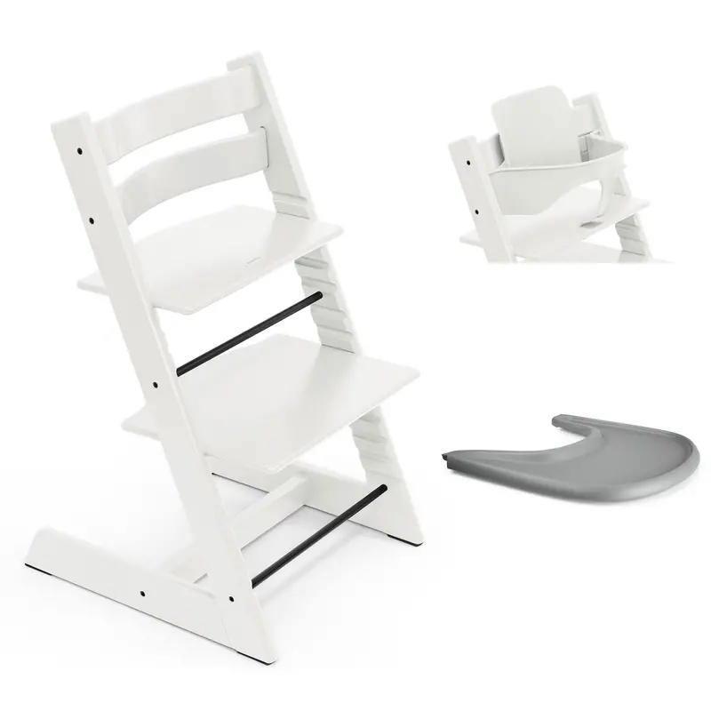 Stokke Tripp Trapp Highchair And Baby Set & Tray In White 4