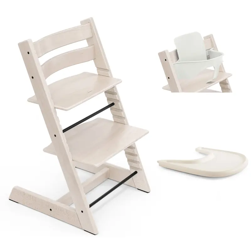 Stokke Tripp Trapp Highchair And Baby Set & Tray In Whitewash 1