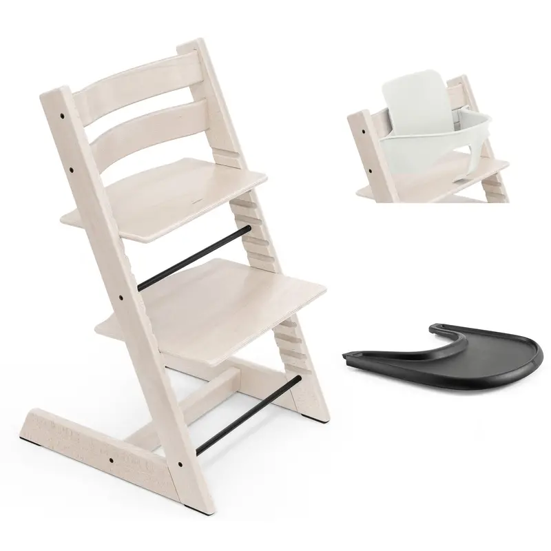 Stokke Tripp Trapp Highchair And Baby Set & Tray In Whitewash 3