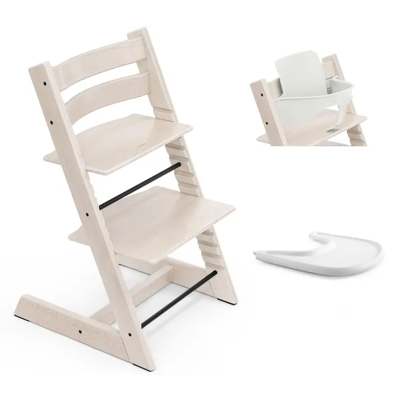 Stokke Tripp Trapp Highchair And Baby Set & Tray In Whitewash 4