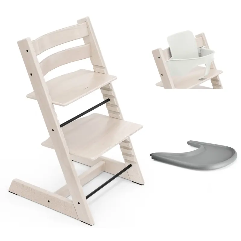 Stokke Tripp Trapp Highchair And Baby Set & Tray In Whitewash 4