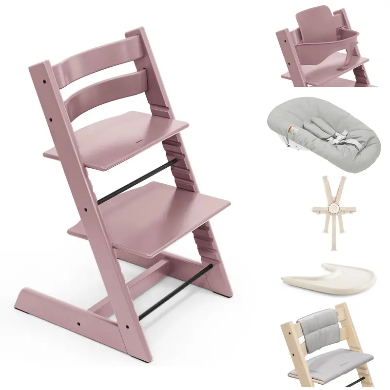 Stokke Tripp Trapp Highchair Complete Bundle In Heather Mauve 1