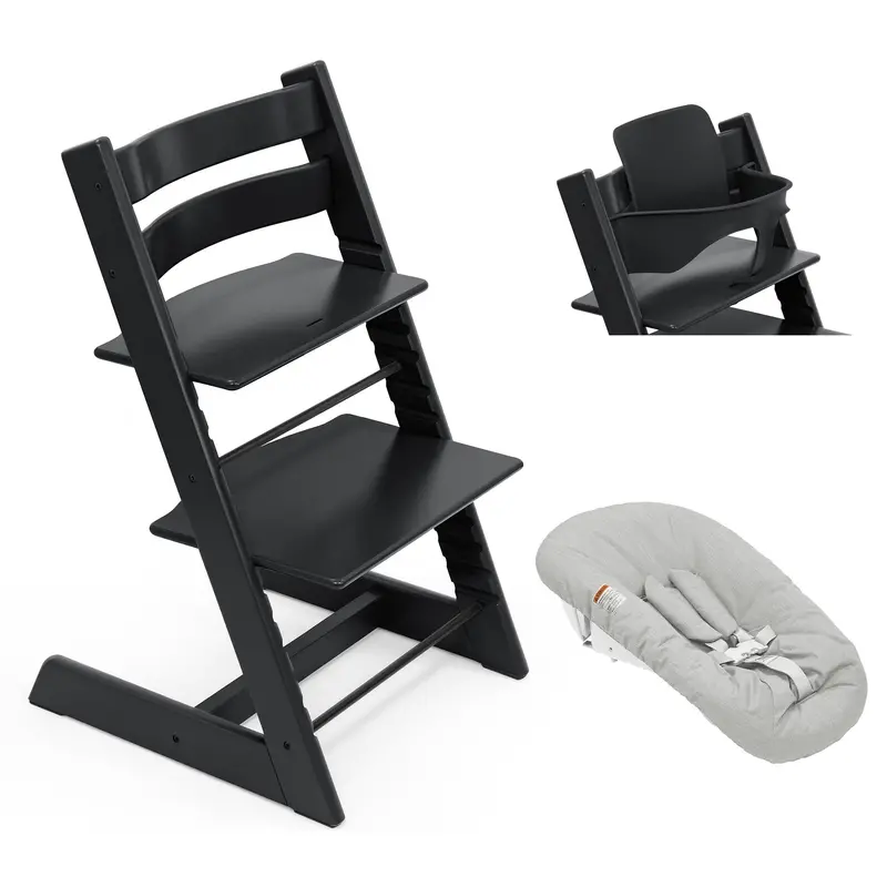 Stokke Tripp Trapp Highchair Newborn & Baby Set Bundle In Black 1