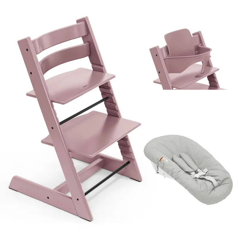 Stokke Tripp Trapp Highchair Newborn & Baby Set Bundle In Heather Mauve 1