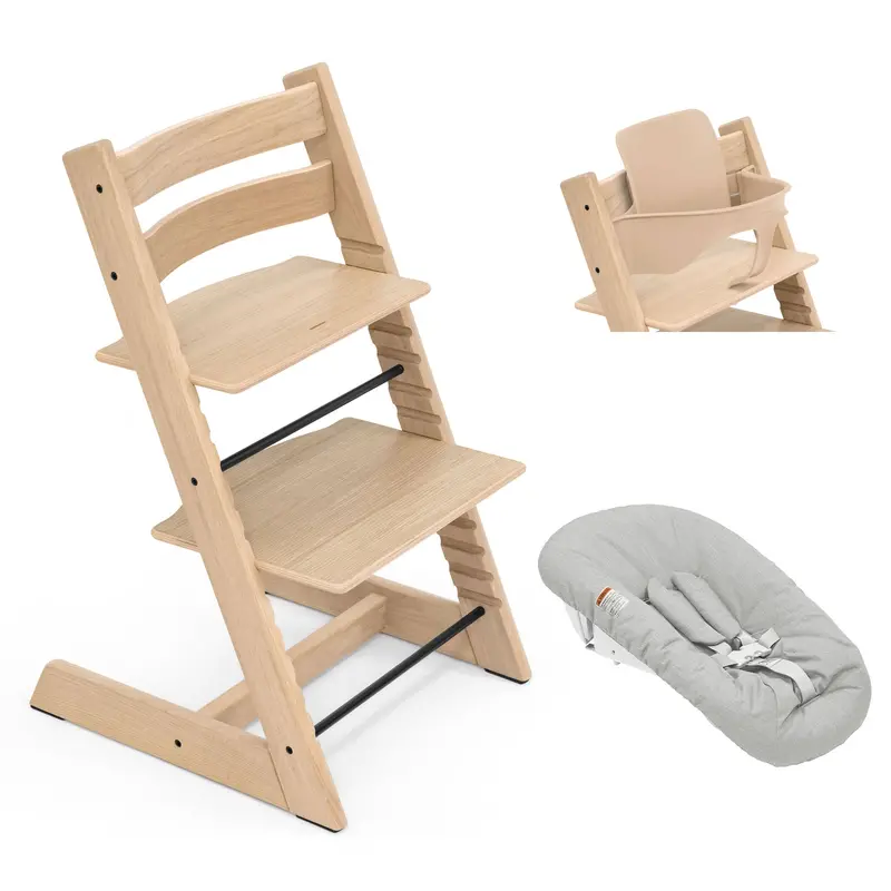 Stokke Tripp Trapp Highchair Newborn & Baby Set Bundle In Natural (Oak) 1