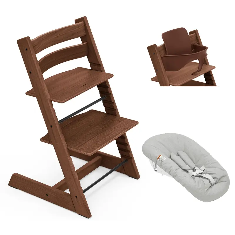 Stokke Tripp Trapp Highchair Newborn & Baby Set Bundle In Oak Warm Brown (Oak) 1
